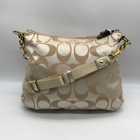 Coach Beige Jacquard Daisy Poppy Hobo Crossbody Bag F20781 - Picture 2 of 12